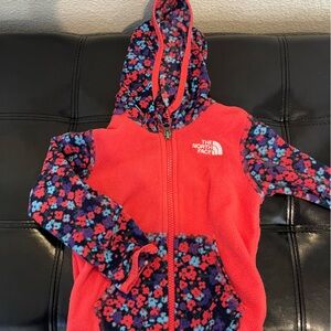 The North Face Red Fleece with Floral Pattern